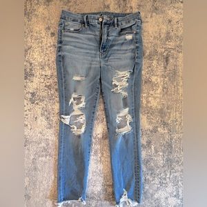 EUC! American Eagle The Luxe Jean, super high rise jegging, size 12 SHORT.
